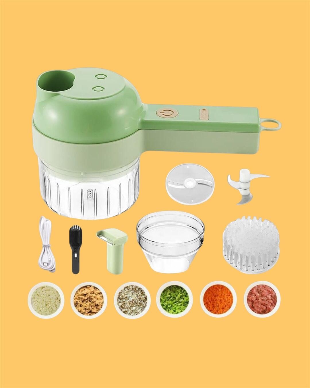 "Chop, Slice & Grind in Seconds – One Tool, 4 Uses! 🥕🧄🍖"