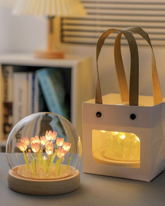 "Brighten your space with the elegance of a blooming tulip 🌷💡"